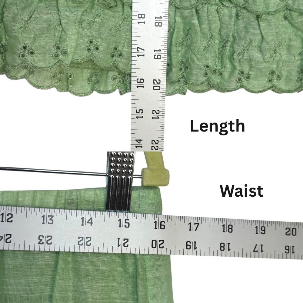 Sophie Max Max Studio Green‎ Eyelet Ruffle Mini Skirt NWT Verde Cotton Sz M - Picture 8 of 8